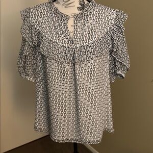 Women's Ruffled Black and White Top
